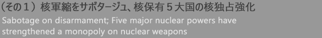 （その１）核軍縮をサボタージュ、核保有５大国の核独占強化